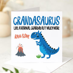 Card for Grandad Funny Dinosaur Father's Day Card for Grandad Cute Rawrsome Grandpa Birthday Card from Grandkids Gift Grandad's Birthday