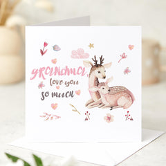 Card for Grandma Love You So Much Card Cute Deer Illustration Card for Granny Nanny First Mother's Day Grandma's Birthday
