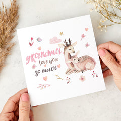 Card for Grandma Love You So Much Card Cute Deer Illustration Card for Granny Nanny First Mother's Day Grandma's Birthday