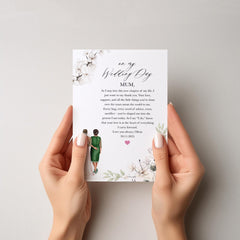 Card for Mother of the Bride on Wedding Day Personalised Thank You Card for Mum Mother Elegant Floral Design Custom Name and Date Keepsake