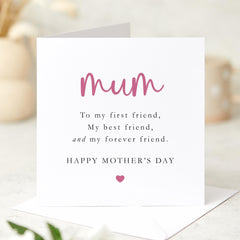Card for Mother's day Mum My forever Friend Mummy Card Cute Gift for Mum First Mothers Day Gift Card New Mum