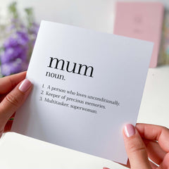 Card For Mum Definition Dictionary Quote Mum's Birthday Mother's Day Card Gift Card For Mummy Thank You Mum Card For Her