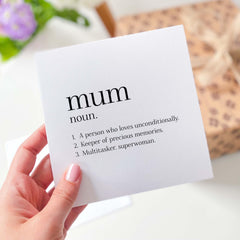 Card For Mum Definition Dictionary Quote Mum's Birthday Mother's Day Card Gift Card For Mummy Thank You Mum Card For Her