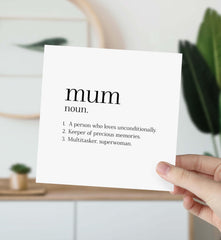 Card For Mum Definition Dictionary Quote Mum's Birthday Mother's Day Card Gift Card For Mummy Thank You Mum Card For Her