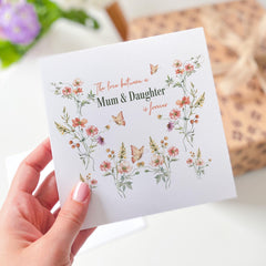 Card for Mum from Daughter The Love Between a Mum and Daughter is Forever Floral Butterfly Design Mother's Day or Birthday Card