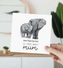 Card For Mum Happy Mother's Day Gift Card Mum's Birthday Mother And Baby Elephant New Baby Gift Card Baby Shower Gift Card Mummy Love