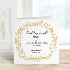 Card For Mum To The World's Best Mum Mama On Mother's Day Mum's Birthday Gift Card With Flowers Greeting Card Love You Mum Christmas