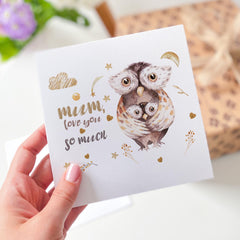 Card for mum with Owl Design Love You So Much Mummy Card for Mother's Day Mum's Birthday Card from Children for Mommy Mama Mam Mom Mother