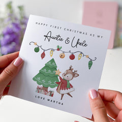 Card For New Auntie And Uncle Personalised Happy First Christmas As My Auntie And Uncle  Cute Design