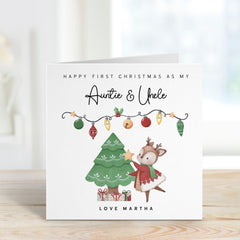 Card For New Auntie And Uncle Personalised Happy First Christmas As My Auntie And Uncle Cute Design