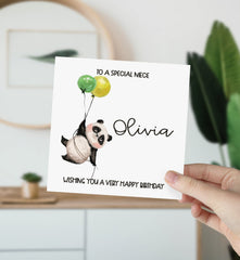 Card For Niece Personalised Happy Birthday Gift Card With Name Cute Panda And Balloons For Niece For Special Nieces Wishing You A Very