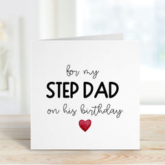 Card For Step Dad Birthday Card For Stepdad On His Birthday Gift Cards Greeting Card For My Step Dad With Cute Red Heart Step Dad's Birthday