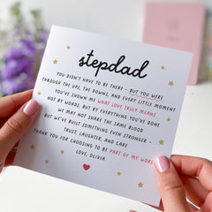 Card for Stepdad Father's Day Stepdad's Birthday Thank you Card Meaningful Poem Sentimental Keepsake for Bonus Dad Step Father Appreciation