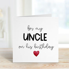 Card For Uncle Happy Birthday Card For Uncle On His Birthday Gift Card For My Uncle With Cute Red Heart Icon Gift Cards Greeting Cards