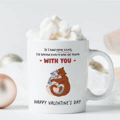 Cat Lovers Valentine’s Mug Coaster Nine Lives Cute Romantic Gift for Partner Unique Gift