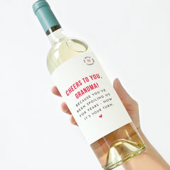 Cheers to You Grandma Wine Label Gift for Nanny Grandmother Personalised Mother’s Day Gift Grandma's Birthday Prosecco Bottle Sticker