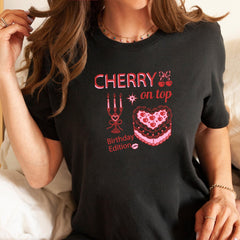 Cherry On Top Birthday T-Shirt Fun Retro Cake Design Gift for Her Cute Vintage Style Outfit