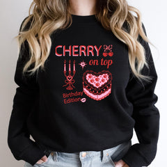 Cherry On Top Retro Birthday Jumper Gift for Her Cute Vintage Style Sweatshirt