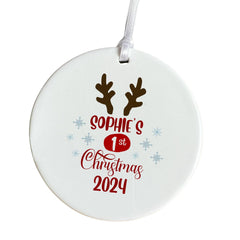 Children's Personalised Christmas Tree Ceramic Ornament with Name Baby Kids First Xmas Keepsake Gift