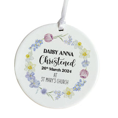 Christening Day Keepsake Ornament with Custom Name and Date for Grandson Granddaughter Son Daughter Nephew Niece Godson Goddaughter Gift