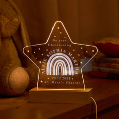 Christening Night Light Gift for Baby Boy Girl Son Daughter Nephew Niece Name Date Church Keepsake Lamp