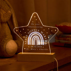 Christening Night Light with Name Date Church Gift for Baby Boy Girl Rainbow Son Daughter Nephew Niece