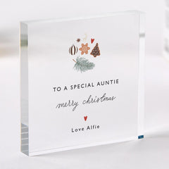 Christmas Acrylic Gift for Mum Dad Auntie Grandma Grandad Teacher Dad Uncle or Nanny – Personal Xmas Keepsake from Child with Custom Name