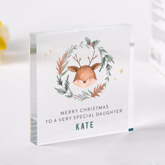 Christmas Acrylic Plaque Gift for Son Daughter Niece or Nephew Festive Reindeer Keepsake
