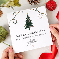 Christmas Card For Brother In Law Personalised To A Special Brother - In - Law Card With Name Gift Card Xmas Tree Card Christmas Card For Him