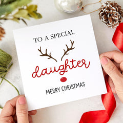 Christmas Card For Daughter Merry Christmas Card To A Special Daughter Xmas Gift Card With A Cute Christmas Reindeer Card For Her Lovely