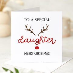 Christmas Card For Daughter Merry Christmas Card To A Special Daughter Xmas Gift Card With A Cute Christmas Reindeer Card For Her Lovely