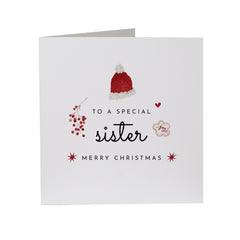 Christmas Card For Sister To A Special Sister Xmas Card Cute Gift Card For Her My Sister Lil Sis Big Sis Sister Christmas Card Santa Hat