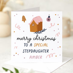 Christmas Card For Stepdaughter Merry Christmas To A Special Stepdaughter Card With Name Xmas Card For Step-Daughter