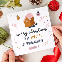 Christmas Card For Stepdaughter Merry Christmas To A Special Stepdaughter Card With Name Xmas Card For Step-Daughter