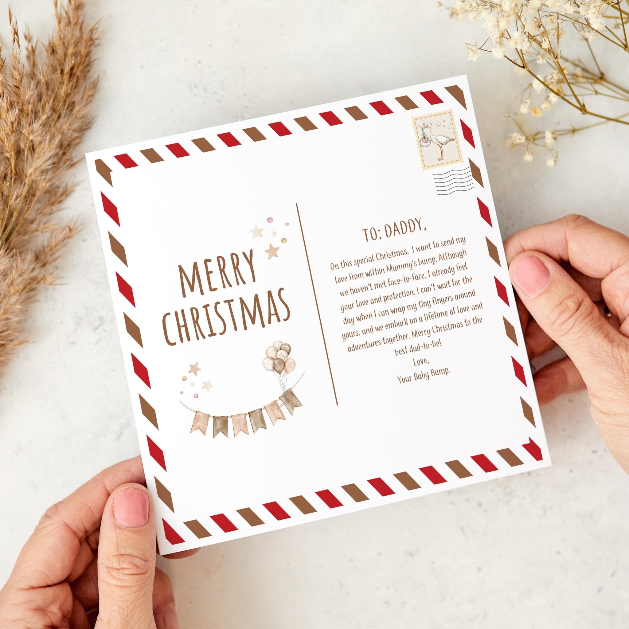 Christmas Card from Bump To Daddy Card New Dad Card Dad to Be Gift First Christmas as a Dad Pregnancy Announcement Christmas Card