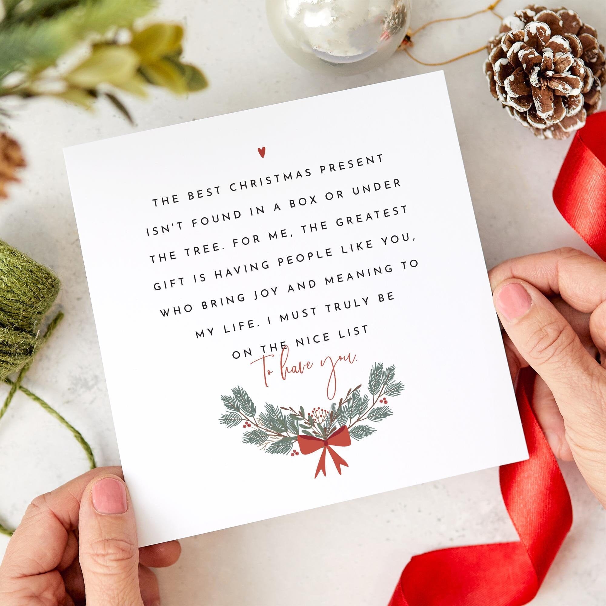 Christmas Card With Emotional Text For Her Him Friend Mum Mummy Best Christmas Gift Xmas Floral Design Gift Card The Best Gift Is You