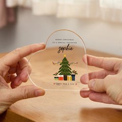 Christmas Gift for Daughter from Mum and Dad Heart Acrylic Plaque with Tree Design Special Festive Keepsake for Girl Her Xmas