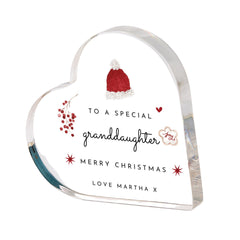 Christmas Gift for Daughter, Granddaughter, Mother, Sister or Grandma – Heart Acrylic Plaque Keepsake – Special Festive Decoration