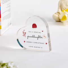 Christmas Gift for Daughter, Granddaughter, Mother, Sister or Grandma – Heart Acrylic Plaque Keepsake – Special Festive Decoration