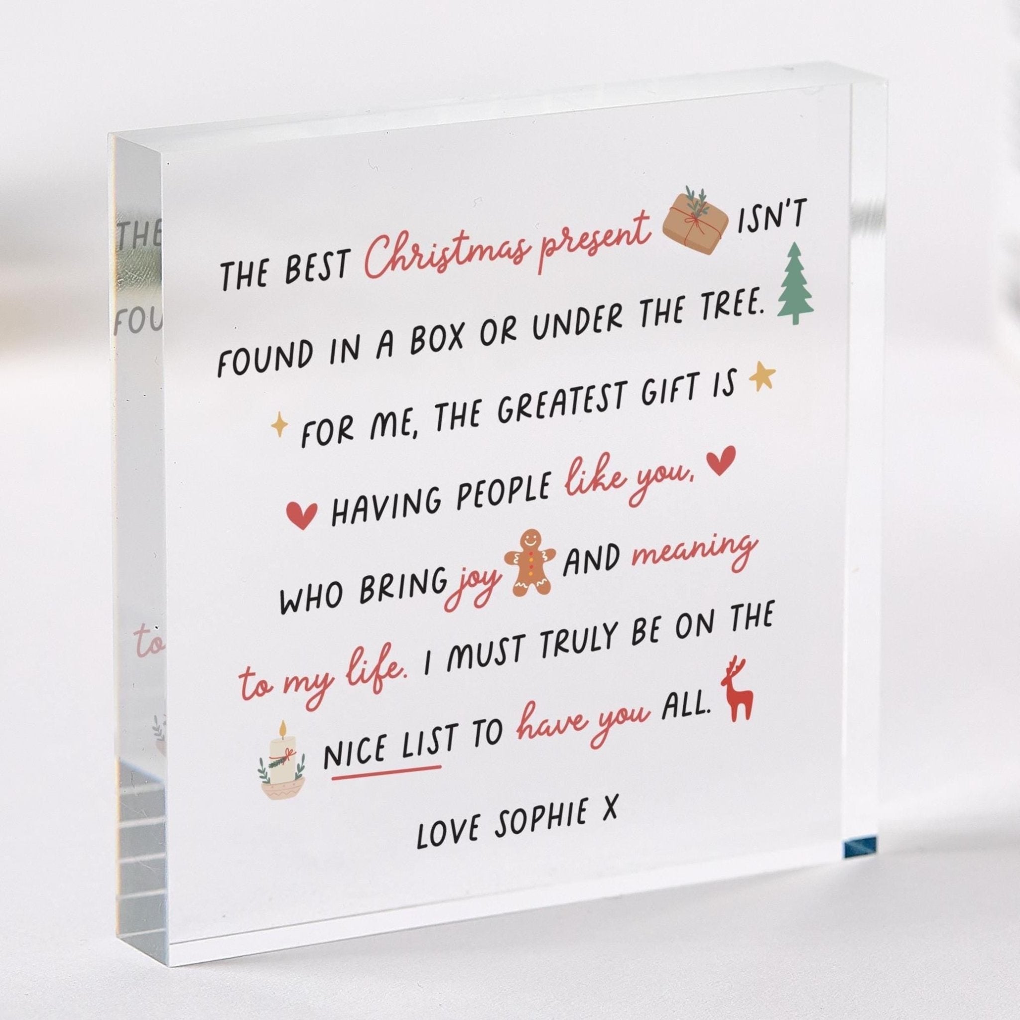 Christmas Gift for Daughter, Mum, Friend or Grandchild, Grandparents or Neighbours Acrylic Plaque