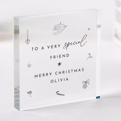 Christmas Gift for Friend Personalised Acrylic Plaque Keepsake for Bestie or Colleague