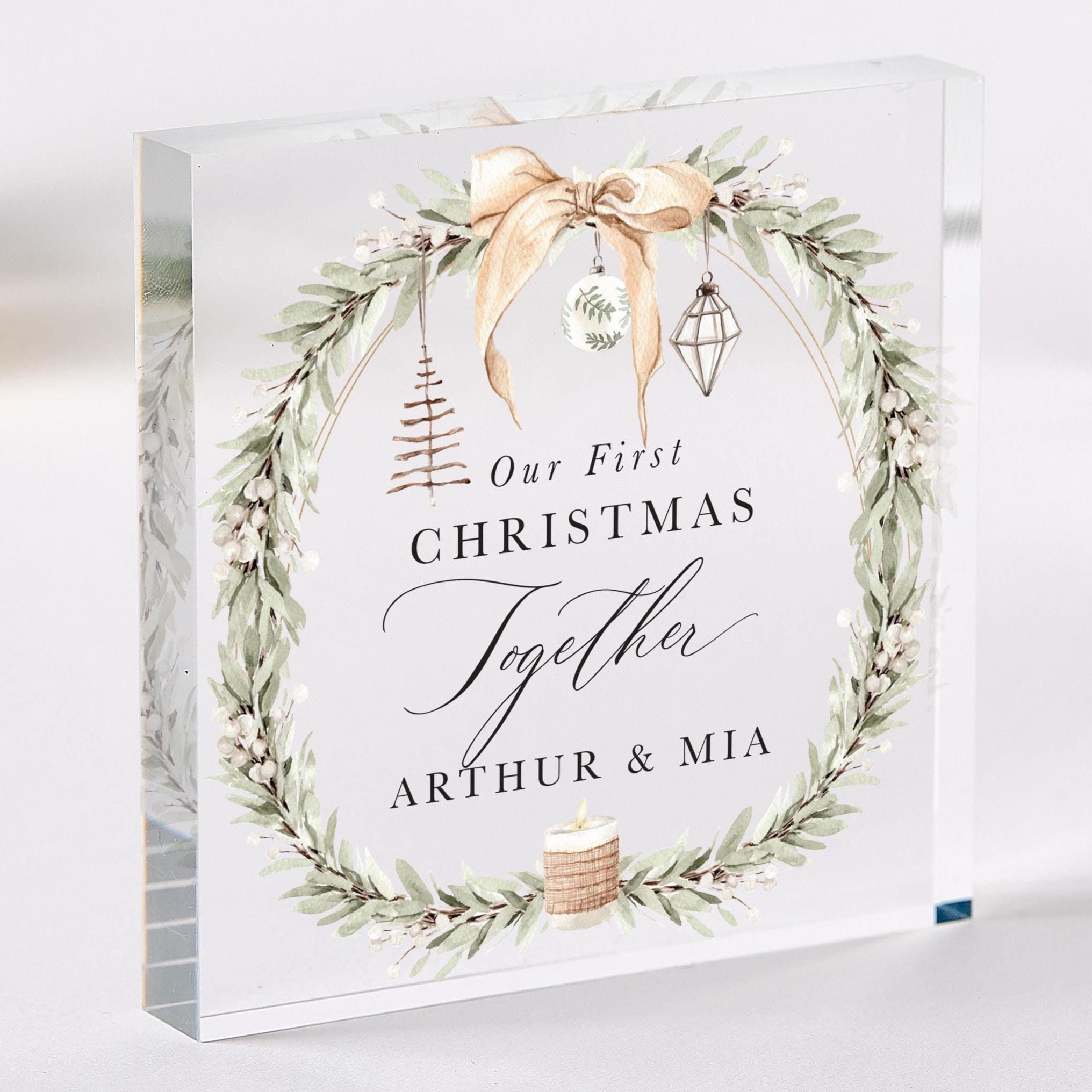 Christmas Gift for Girlfriend Wife Acrylic Plaque Personalised Our First Christmas Together