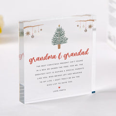 Christmas Gift for Grandma and Grandad - Personalised Acrylic Plaque - Festive Keepsake for New Grandparents with Cute Poem 1st Xmas