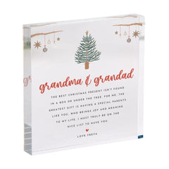 Christmas Gift for Grandma and Grandad - Personalised Acrylic Plaque - Festive Keepsake for New Grandparents with Cute Poem 1st Xmas