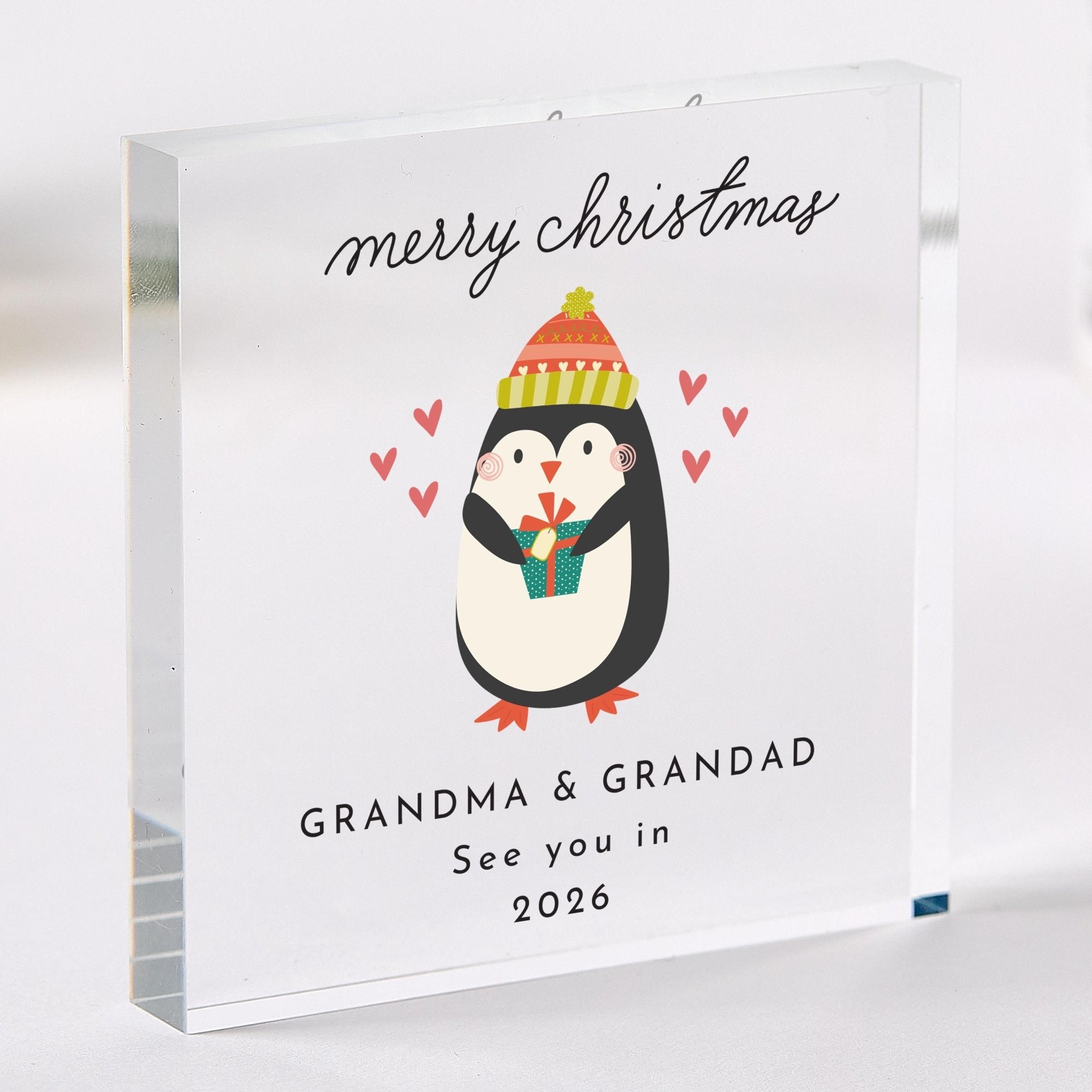 Christmas gift for Grandparents from the Bump – Acrylic Plaque – Cute Baby Announcement for Future Grandma & Grandad