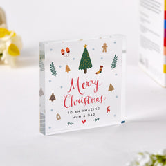 Christmas Gift for Mum & Dad Acrylic Plaque Keepsake from Daughter or Son Present for Parents