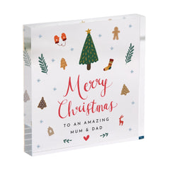 Christmas Gift for Mum & Dad Acrylic Plaque Keepsake from Daughter or Son Present for Parents