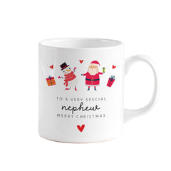 Christmas gift for Nephew Kids Size Mug Xmas Gift from Auntie or Uncle for Baby Boy Santa and Snowman Design