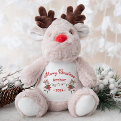 Christmas gift for Nephew Niece Grandson Granddaughter Son Daughter Reindeer soft toy with name Baby girl boy 1st Xmas Gift