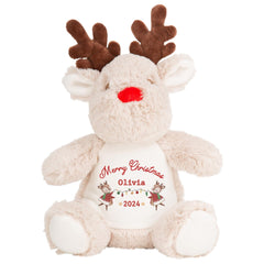 Christmas gift for Nephew Niece Grandson Granddaughter Son Daughter Reindeer soft toy with name Baby girl boy 1st Xmas Gift